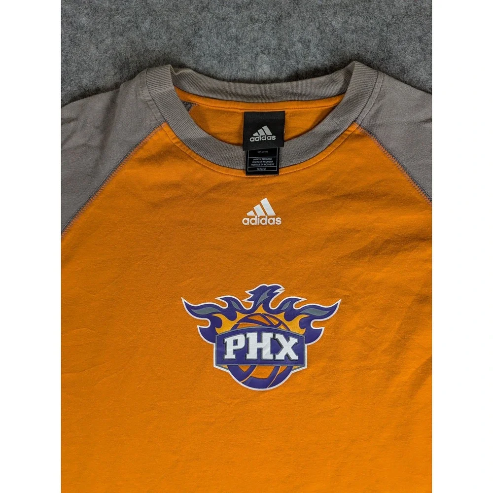 Adidas Phoenix Suns NBA‎ Raglan T-Shirt Orange Grey PHX Logo Mens M